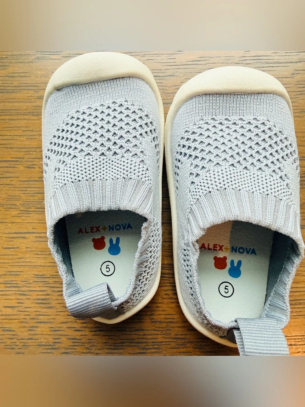 Alex + Nova Skipper Mesh Baby First Walker Sneaker Shoes - Grey- size 5
